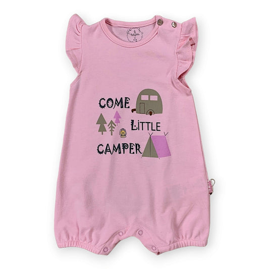 Come Little Camper Pink Romper