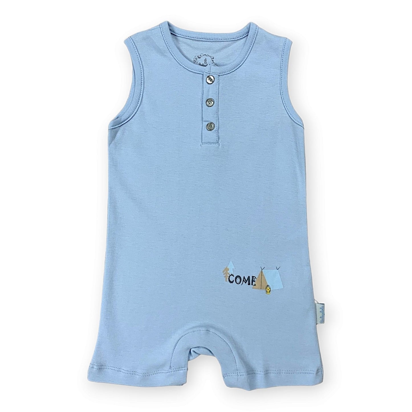 Come Little Camper Blue Romper