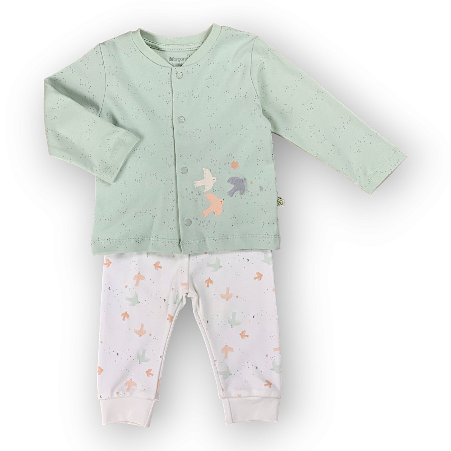 BO248 Organic Cotton Tiny Birds Rainbow Pyjama Set 2pcs