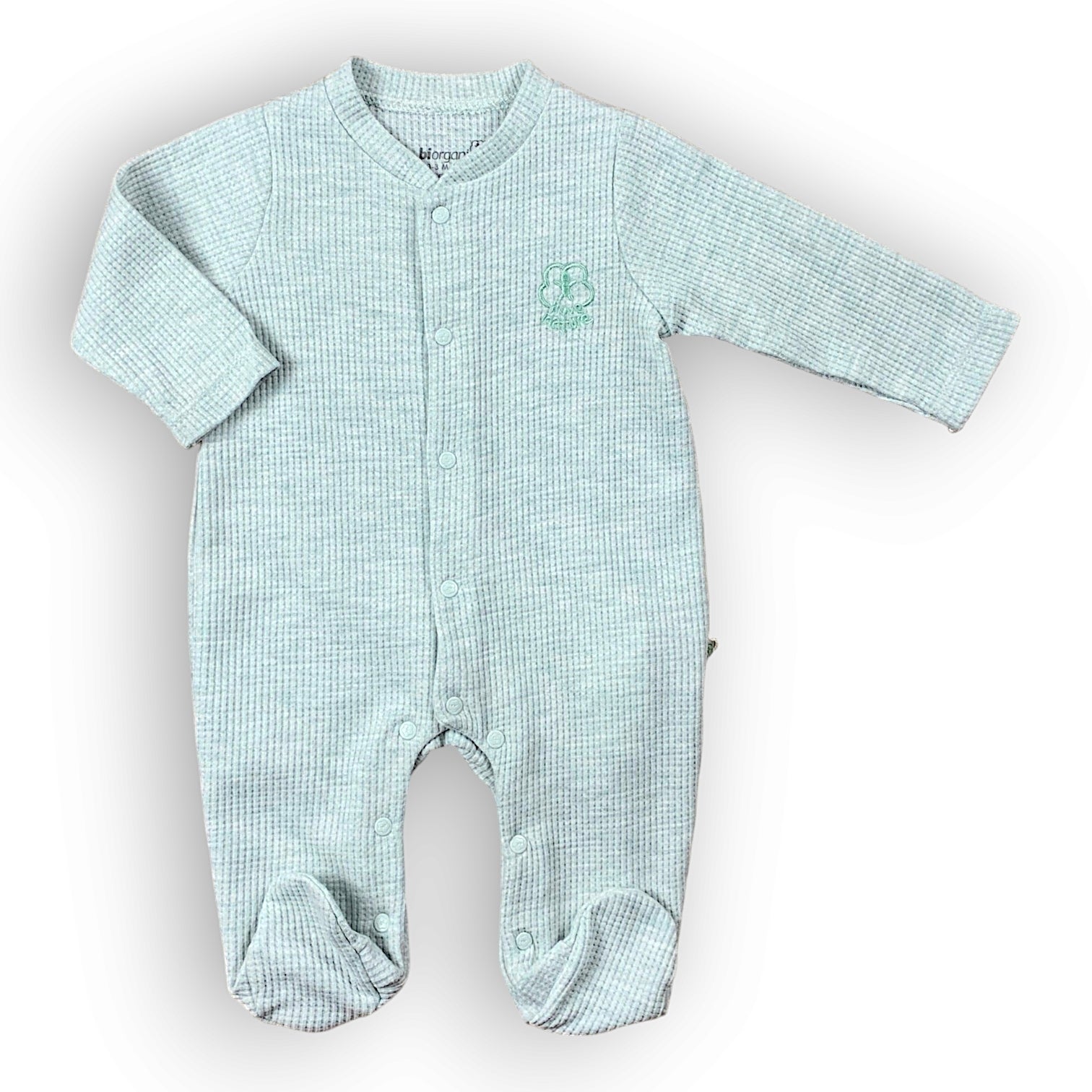 BO259 Organic Cotton Square Pattern Cyan Jumpsuit