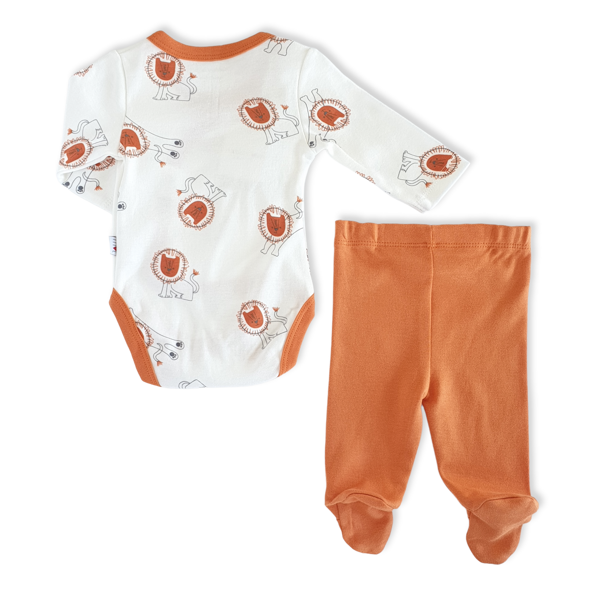 2pcs Baby Boy Lion Body with Pants-Body, Bodysuit, Boy, catboy, catset2pcs, Creeper, Footed, Lion, Long Sleeve, Newborn, Onesie, Orange, Pants, White-Mother Love-[Too Twee]-[Tootwee]-[baby]-[newborn]-[clothes]-[essentials]-[toys]-[Lebanon]