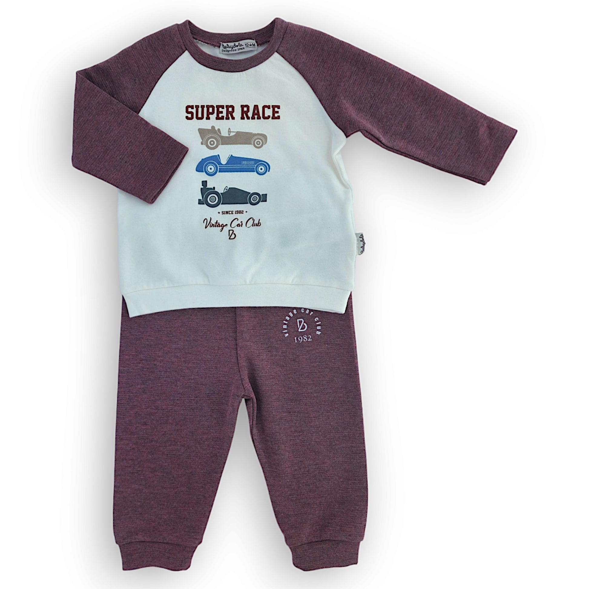 Vintage Car Club Set-Boy, Brick Red, Burgundy, Cars, catboy, catset2pcs, FW23, Long sleeve, Race, Red, Set, Vintage-Babydola-[Too Twee]-[Tootwee]-[baby]-[newborn]-[clothes]-[essentials]-[toys]-[Lebanon]