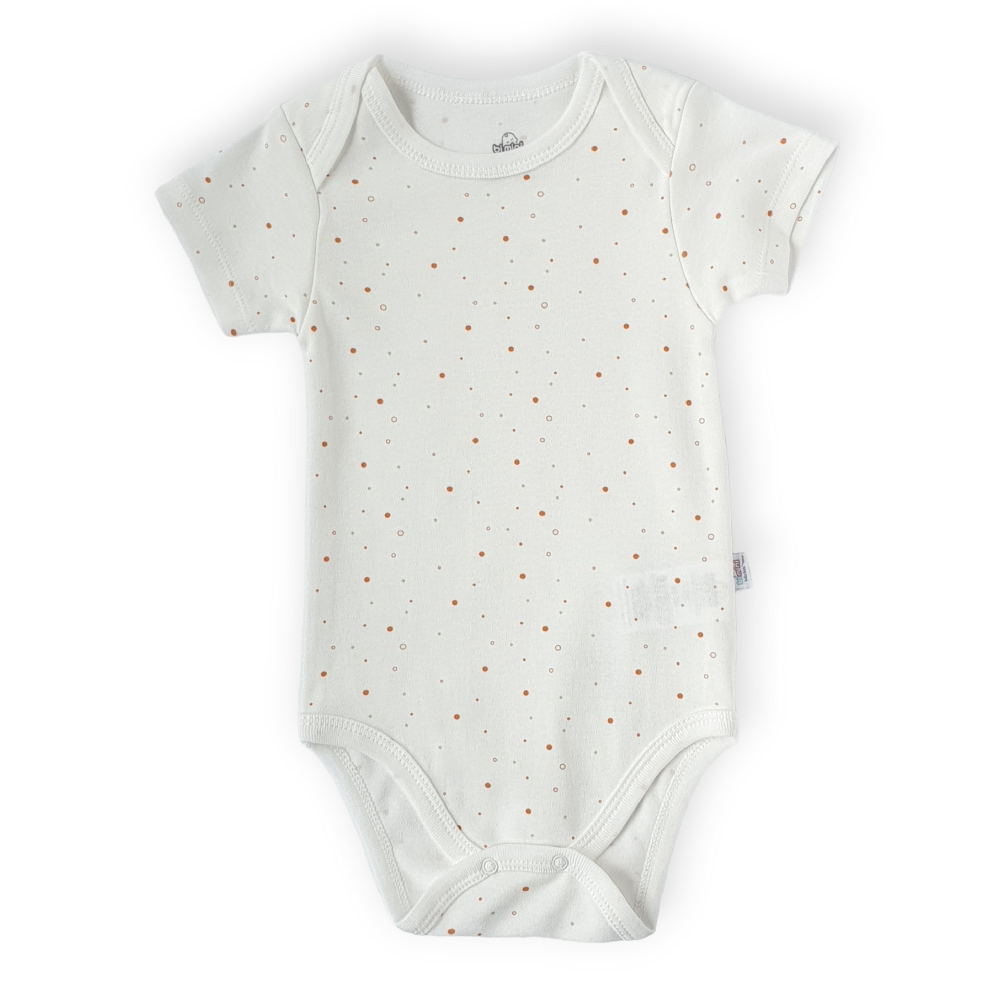 Off-white Body with Orange Dots-Body, Bodysuit, Boy, Catboy, Catgirl, Creeper, Dots, Girl, Off-white, Onesie, Orange, Short sleeve, SS23-Bimini-[Too Twee]-[Tootwee]-[baby]-[newborn]-[clothes]-[essentials]-[toys]-[Lebanon]