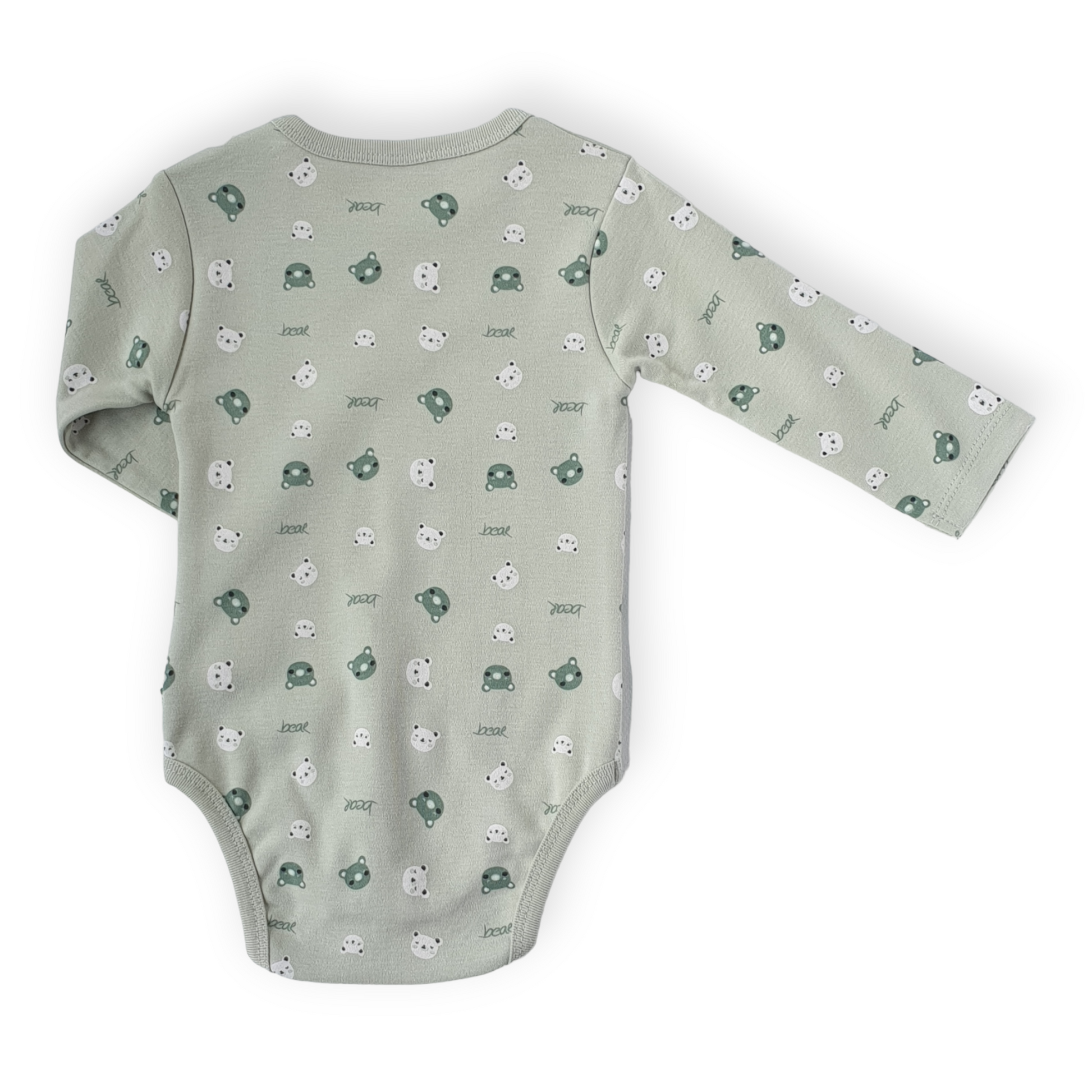 Organic Cotton Green Body with Bears-Bear, Bears, Body, Bodysuit, Boy, Catboy, Catgirl, Creeper, Girl, Green, Long sleeve, Onesie, SS23, Unisex-Biorganic-[Too Twee]-[Tootwee]-[baby]-[newborn]-[clothes]-[essentials]-[toys]-[Lebanon]