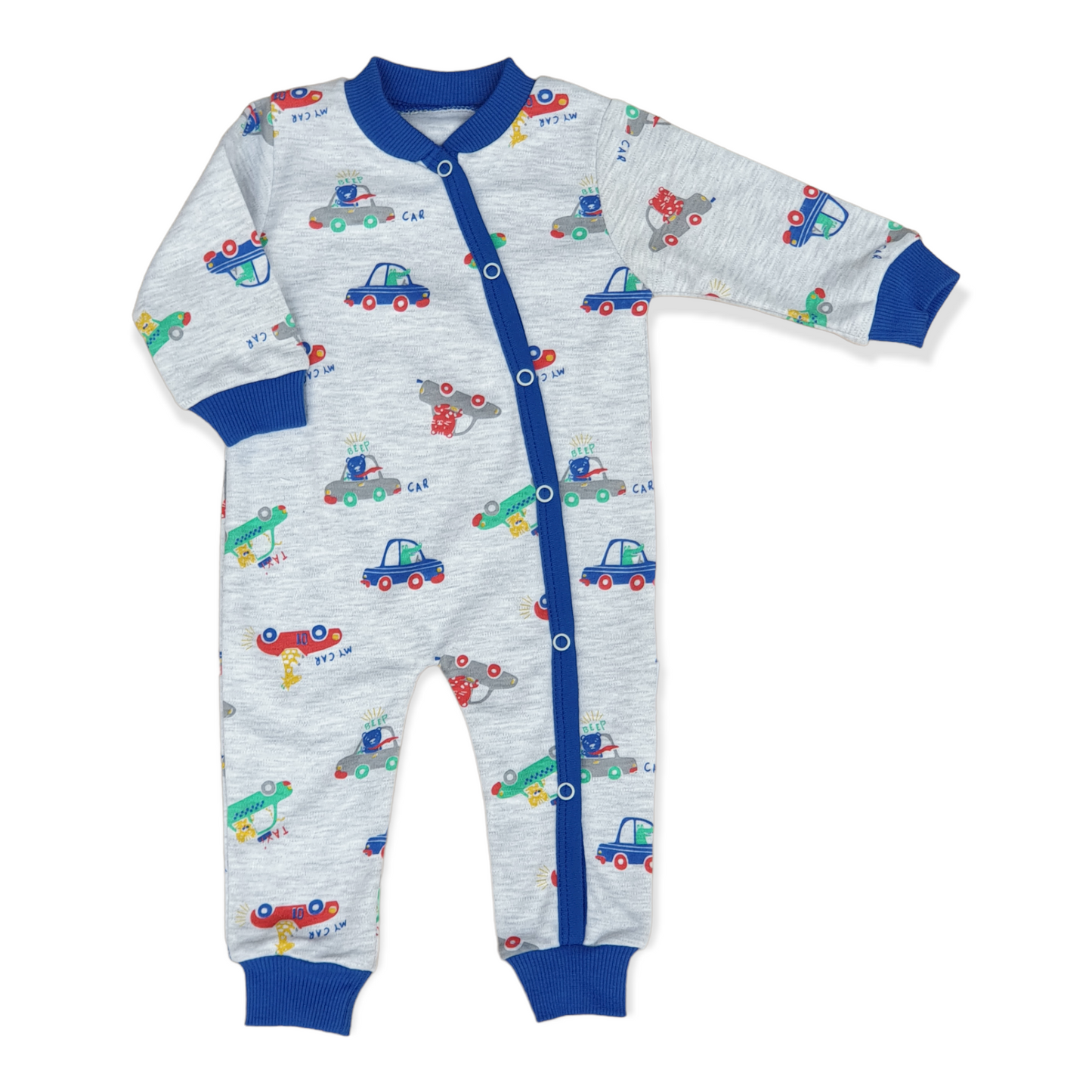 My Car Baby Boy Jumpsuit-Animals, Blue, Boy, Car, Cars, catboy, Colorful, Colors, Footless, Grey, Jumpsuit, Long Sleeve, Red, Taxi, Yellow-Puan Baby-[Too Twee]-[Tootwee]-[baby]-[newborn]-[clothes]-[essentials]-[toys]-[Lebanon]