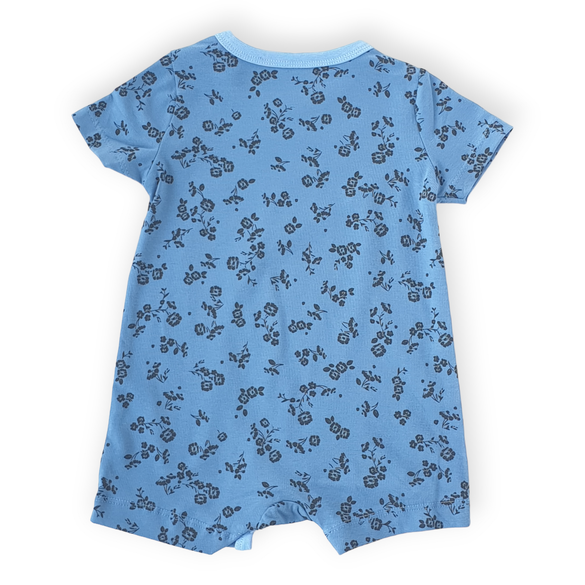 Floral Blue Romper-Black, Blue, Catgirl, Catromper, Flowers, Girl, Romper, Short Sleeve, SS23-Fuar Baby-[Too Twee]-[Tootwee]-[baby]-[newborn]-[clothes]-[essentials]-[toys]-[Lebanon]