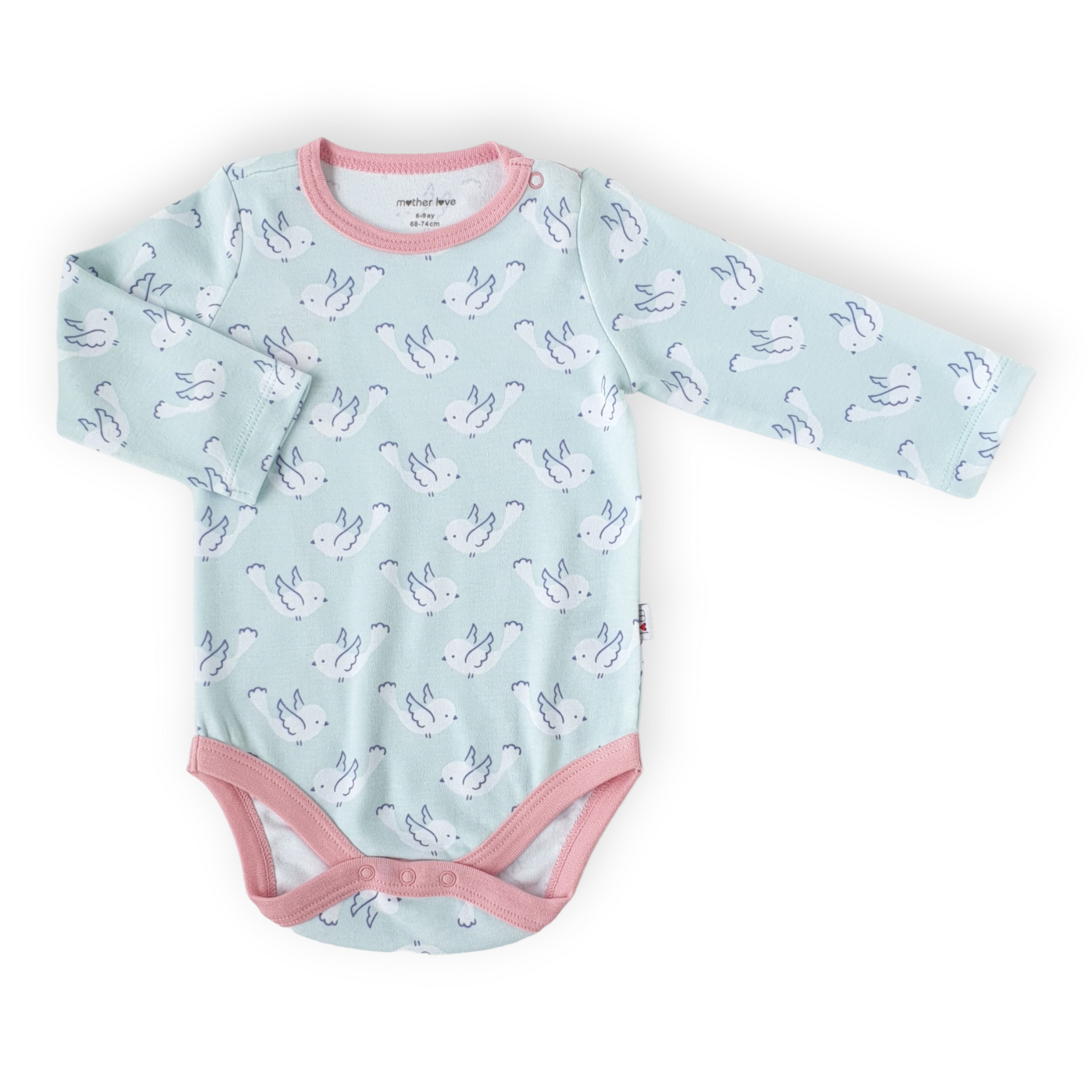 Blue Birds Long Sleeve Body-Birds, Blue, Body, Bodysuit, Catgirl, Creeper, Girl, Long Sleeve, Onesie, Pink, SS23-Mother Love-[Too Twee]-[Tootwee]-[baby]-[newborn]-[clothes]-[essentials]-[toys]-[Lebanon]