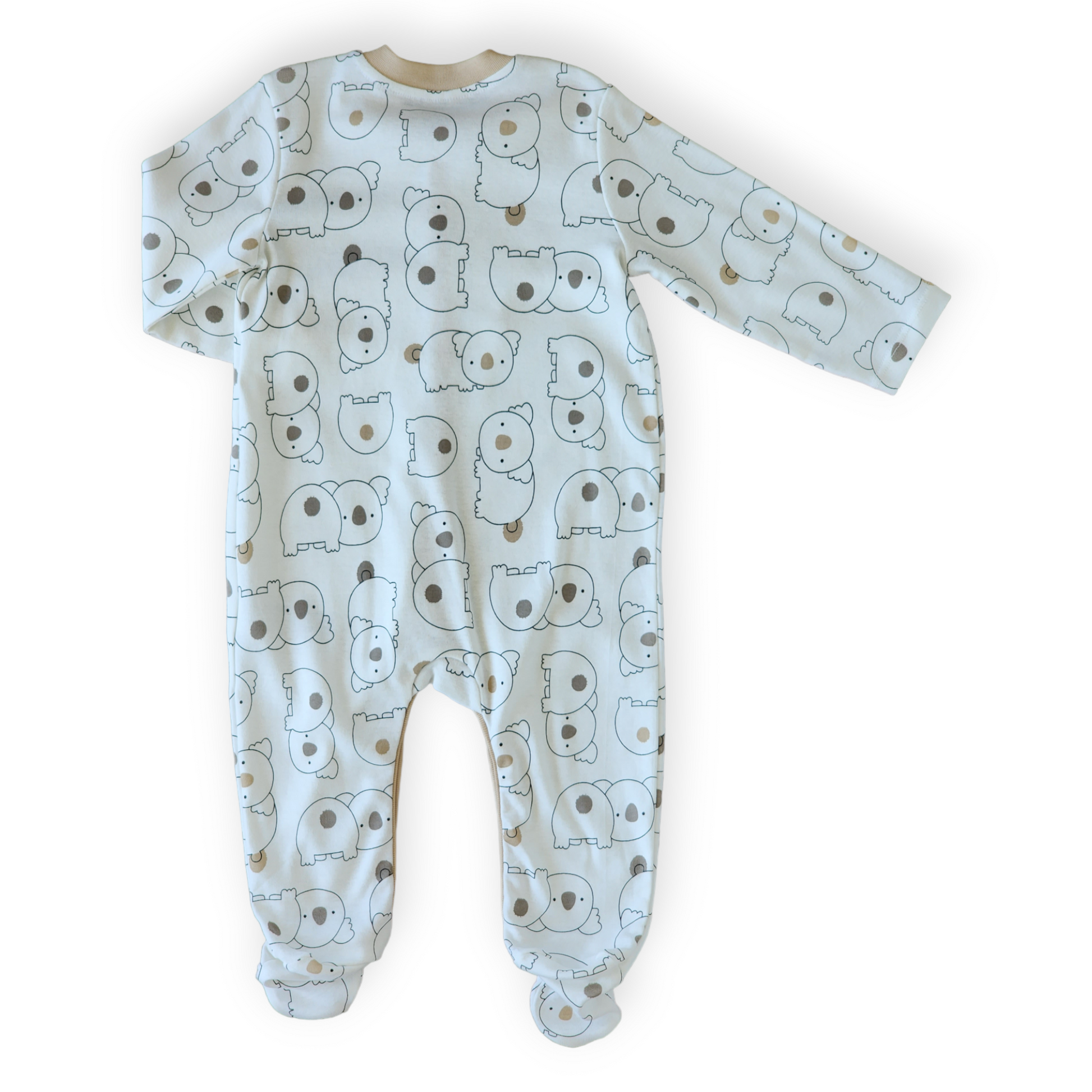 Organic Cotton Koala Pattern Jumpsuit-Bear, Boy, catboy, Footed, FW23, Jumpsuit, Koala, Long sleeve, Overall-Mother Love-[Too Twee]-[Tootwee]-[baby]-[newborn]-[clothes]-[essentials]-[toys]-[Lebanon]