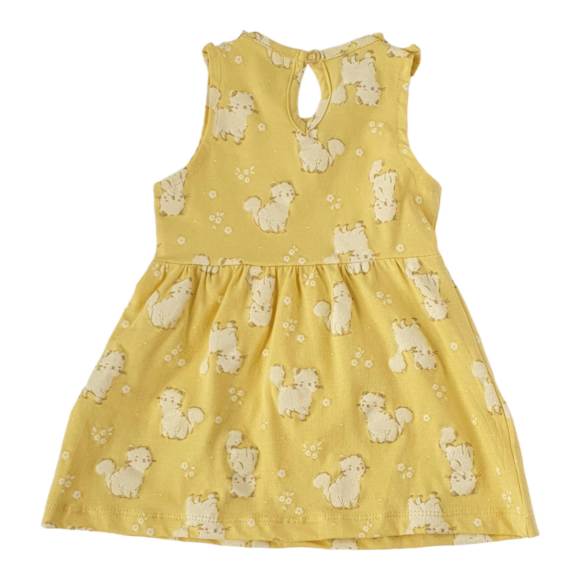 Yellow Dress with Cats-Catgirl, Cats, Dress, Girl, Pink, Sleeveless, SS23-MiniWorld-[Too Twee]-[Tootwee]-[baby]-[newborn]-[clothes]-[essentials]-[toys]-[Lebanon]